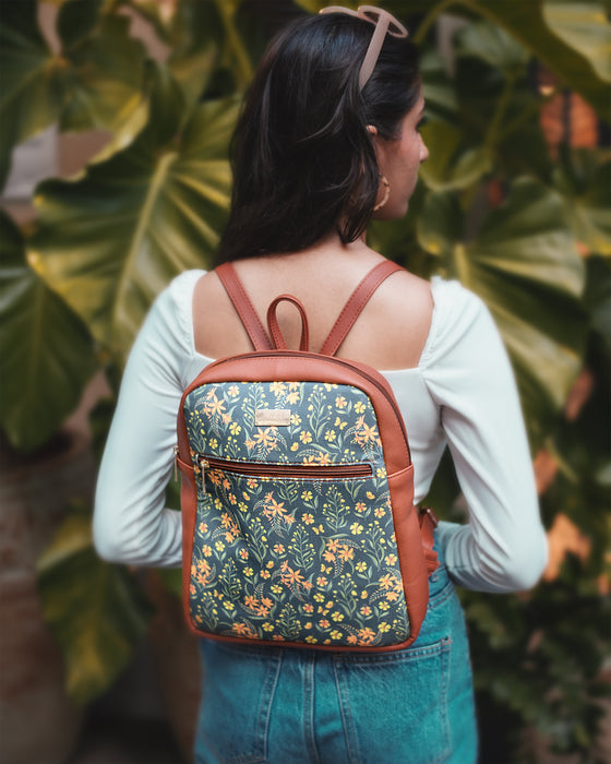 Grey Summer Blossoms Compact Backpack