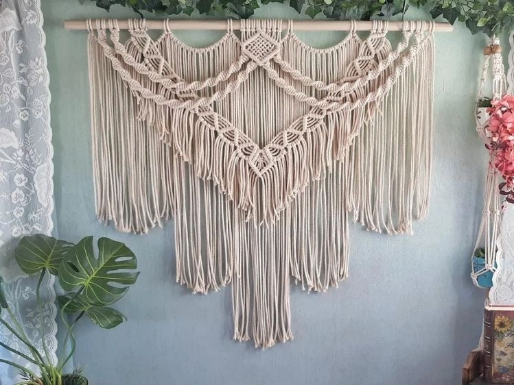 Macrame tassel wall decor