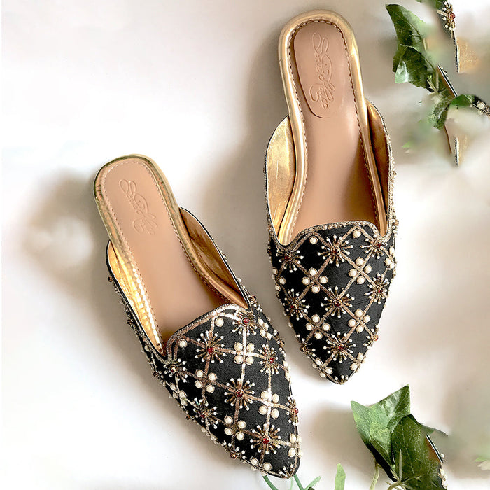 Black Nakshi Mules