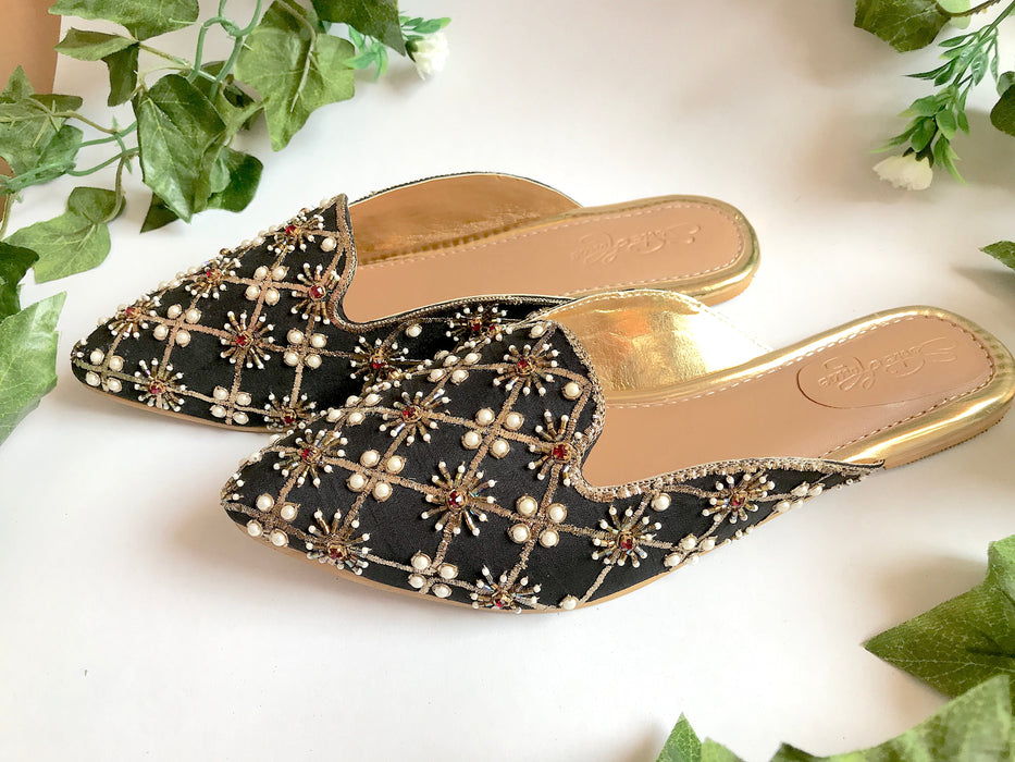 Black Nakshi Mules