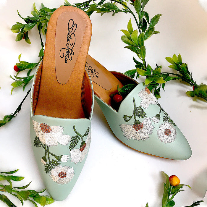 Mint Green Daisy Heels