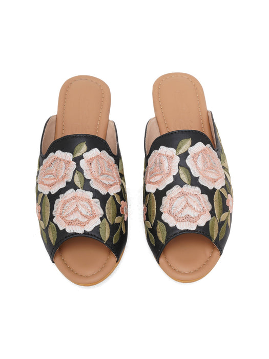 Black Flower Loafers