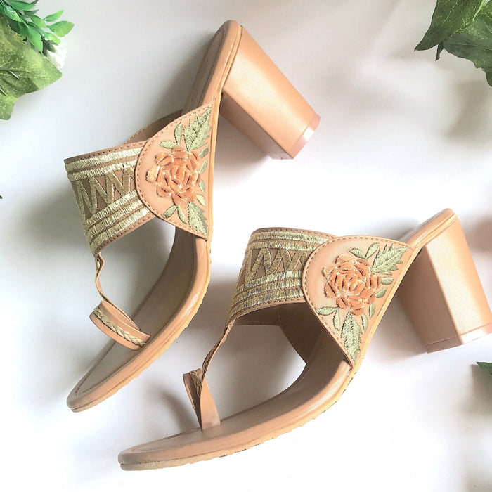 Nude Zari Block Heels