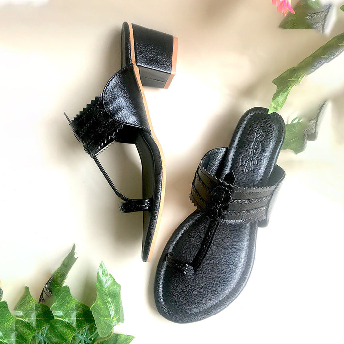 Black Kolapuri Block Heels