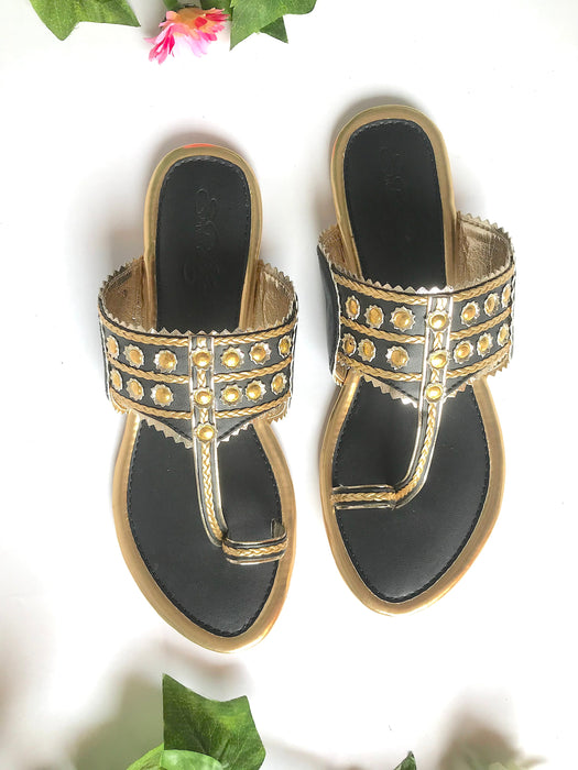 Mystic Black Gold Filigree Flats