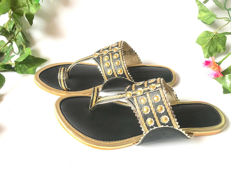 Mystic Black Gold Filigree Flats