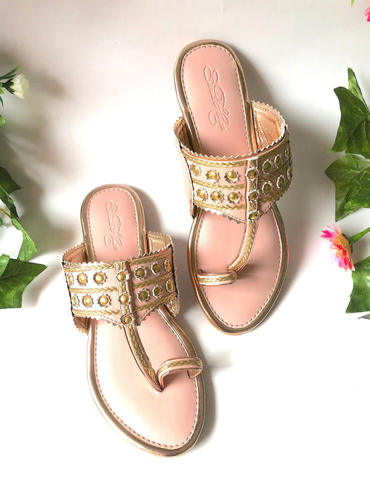 Dusty Pink Gold Filigree Flats