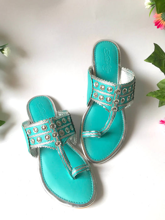 Turquoise Silver filigree Flats