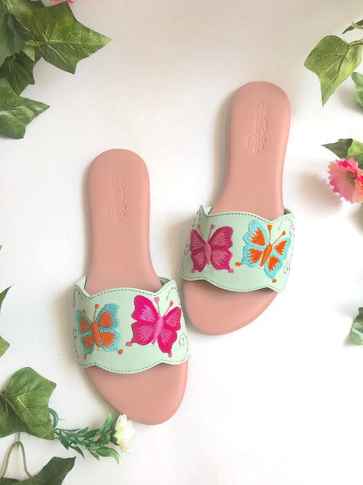 Sea Green Butterfly Swirls Flats