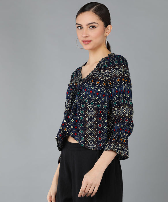 Rayon Printed Crop Top