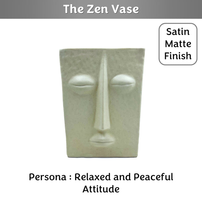 The Zen Face Vase 7 inches (Ivory, Satin Matte Finish)