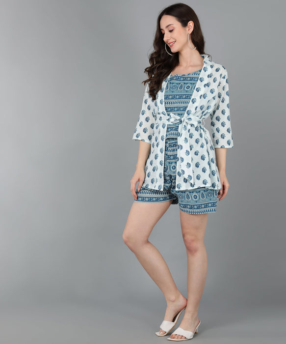 Blue Cotton Printed Night Dress (pack of 3)