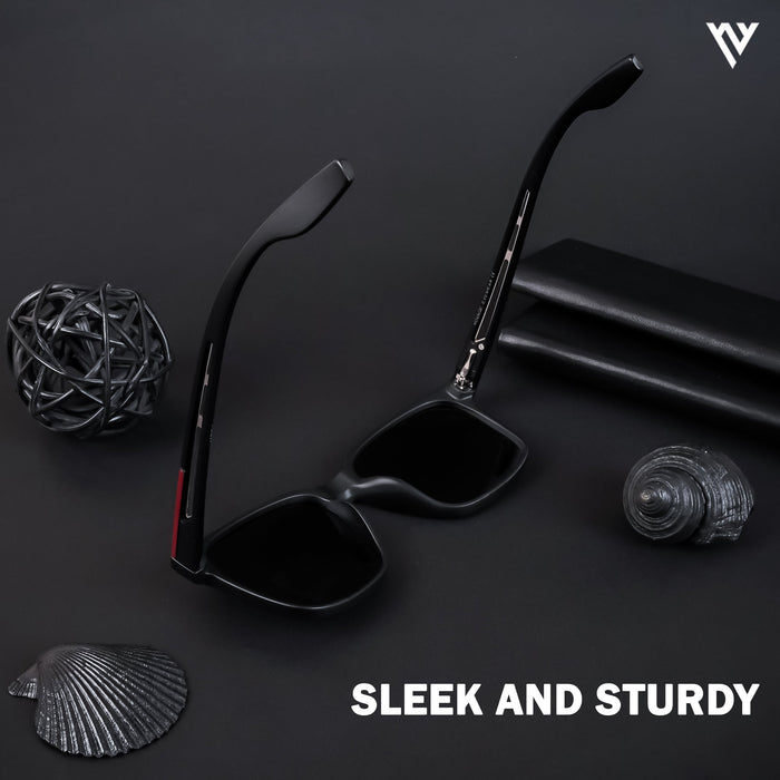 Voyage Exclusive Matt Black Polarized Wayfarer Sunglasses for Men & Women - PMG4489