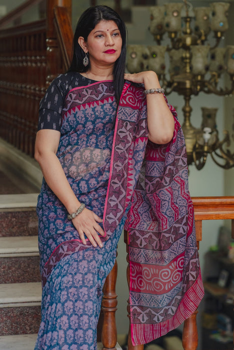 Kota Printed Saree - Blue