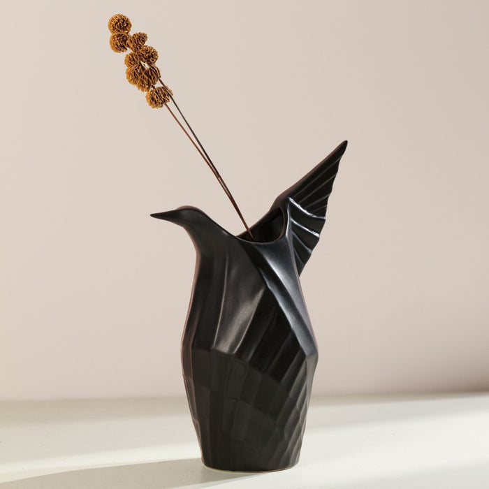 Origami Bird Vase | Ceramic Flower Vase | 9 inch