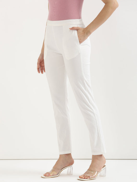 White Stretchable Pants For Women-CK-08-WHITEPANT