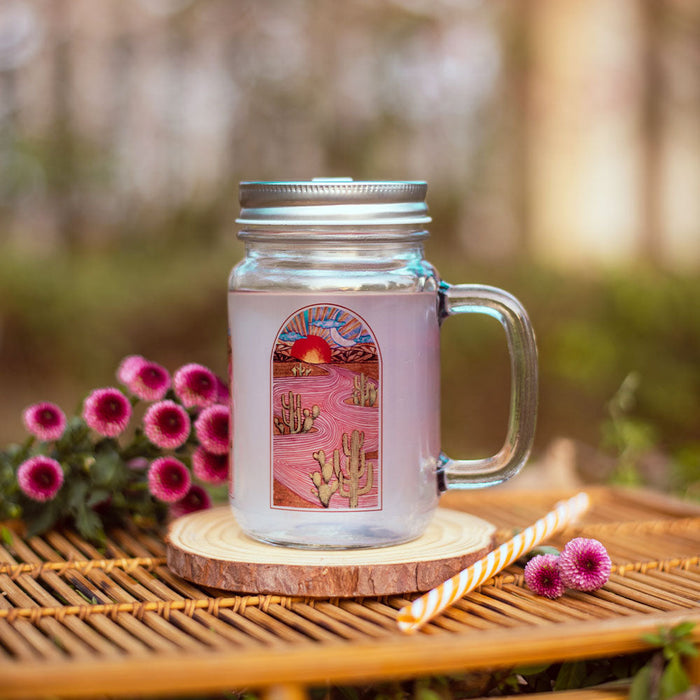 Cactus Pathways Clear Mason Jar