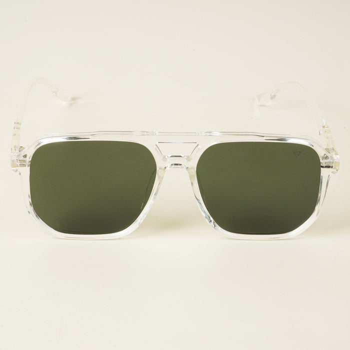 Voyage Wayfarer Polarized Sunglasses for Men & Women (Green Lens | Transparent Frame - PMG4998)