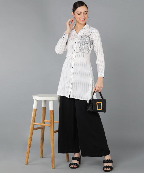 Rayon Solid Embroidered Straight shirt