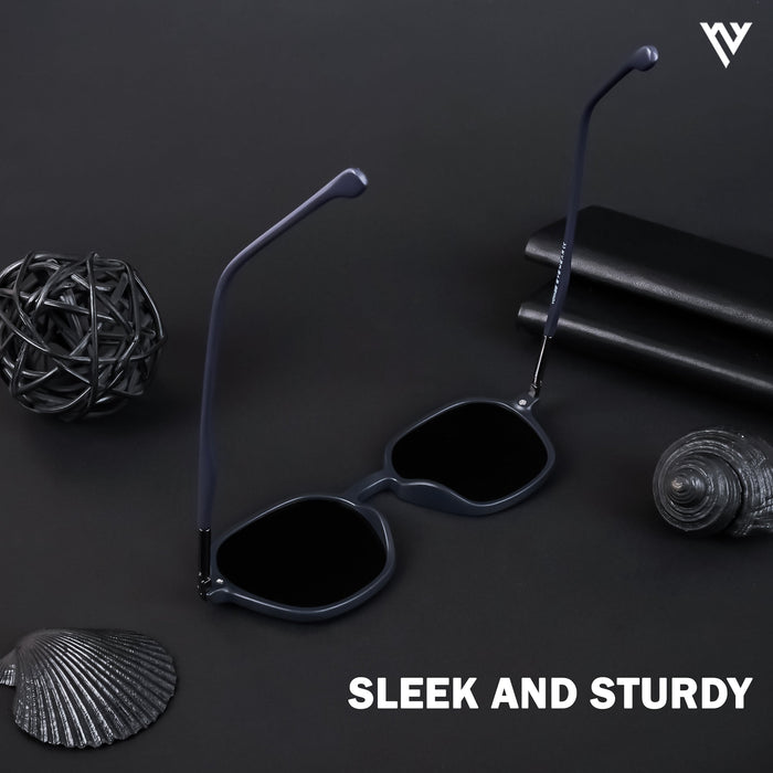 Voyage Exclusive Navy Blue Polarized Round Sunglasses for Men & Women - PMG4496