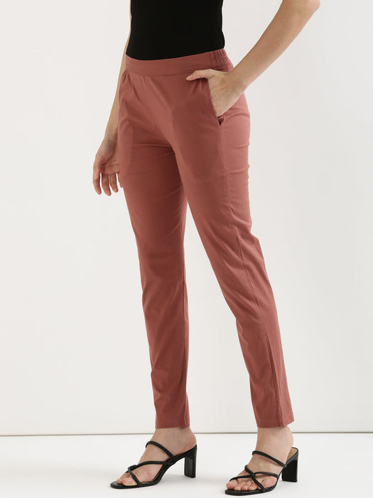 Rose Stretchable Pants For Women-CK-03-BRICKREDPANT