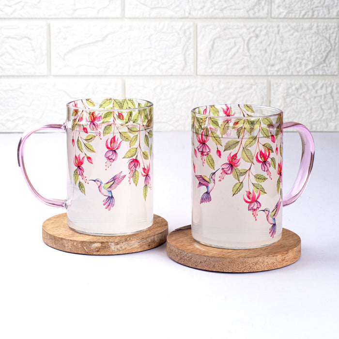 Pink Fuschia Bell Clear mugs - Set of 2 and 4