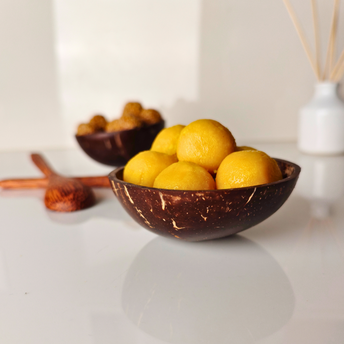 Eco-Friendly Coconut Shell Mini Bowls - Set of 2 | Sustainable Home Deccor