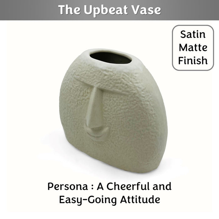 The Upbeat Face Vase 5.5 inches (Ivory, Satin Matte Finish)