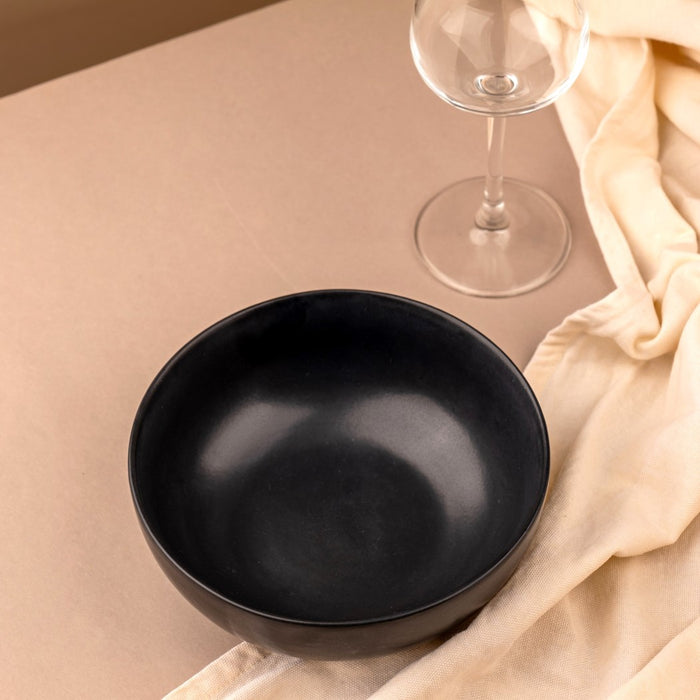 Matte Black Ceramic Serving Bowl, 7 inch, Microwave Safe - Classic Black