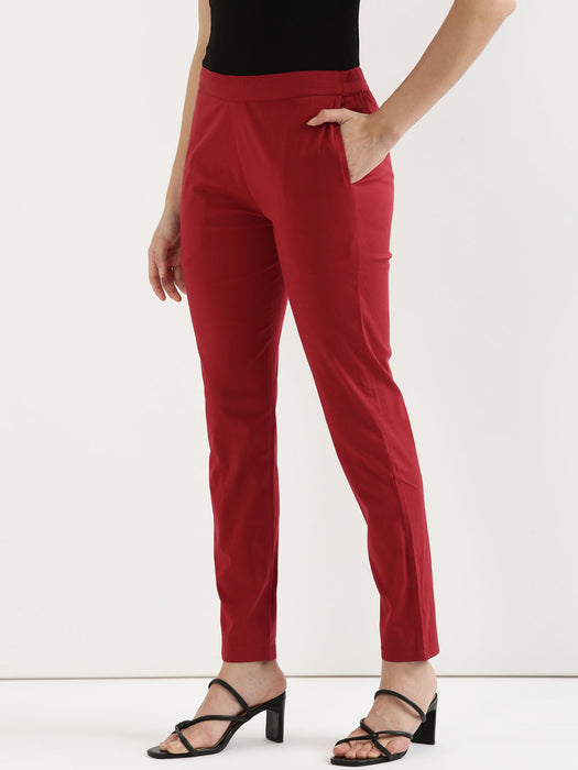 Maroon Stretchable Pants For Women-CK-04-MAROONPANT