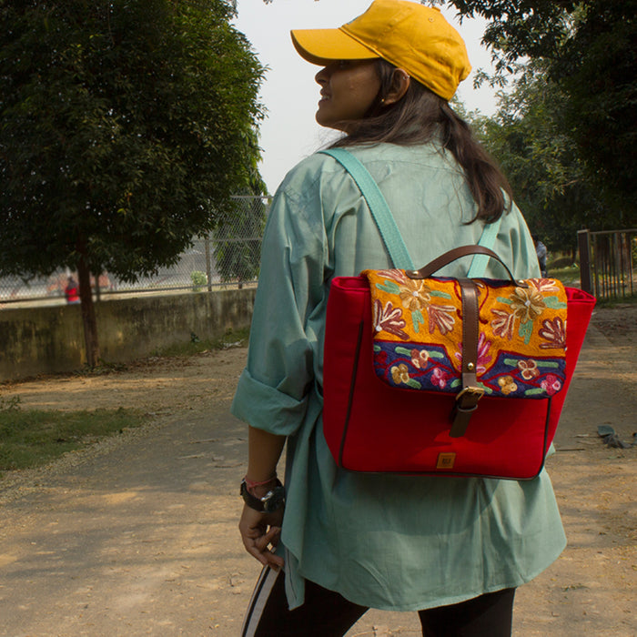 Chain Stitch Hand Embroidery Canvas Anokhi Backpack