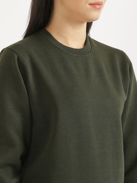 Olive Sweatshirt and Pant Co-ord Set For Women-CK-OLIVECORDSWEATSET