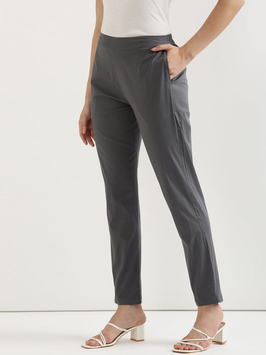 Slate Grey Stretchable Pants For Women-CK-10-GREYPANT