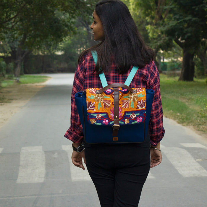 Chain Stitch Hand Embroidery Canvas Chulbuli Backpack