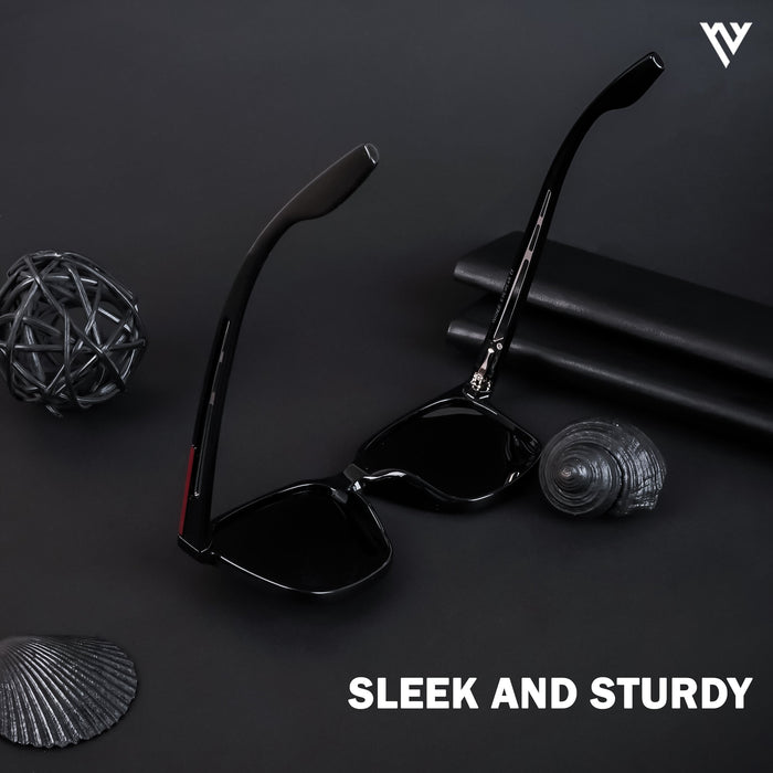 Voyage Exclusive Shine Black Polarized Wayfarer Sunglasses for Men & Women - PMG4487