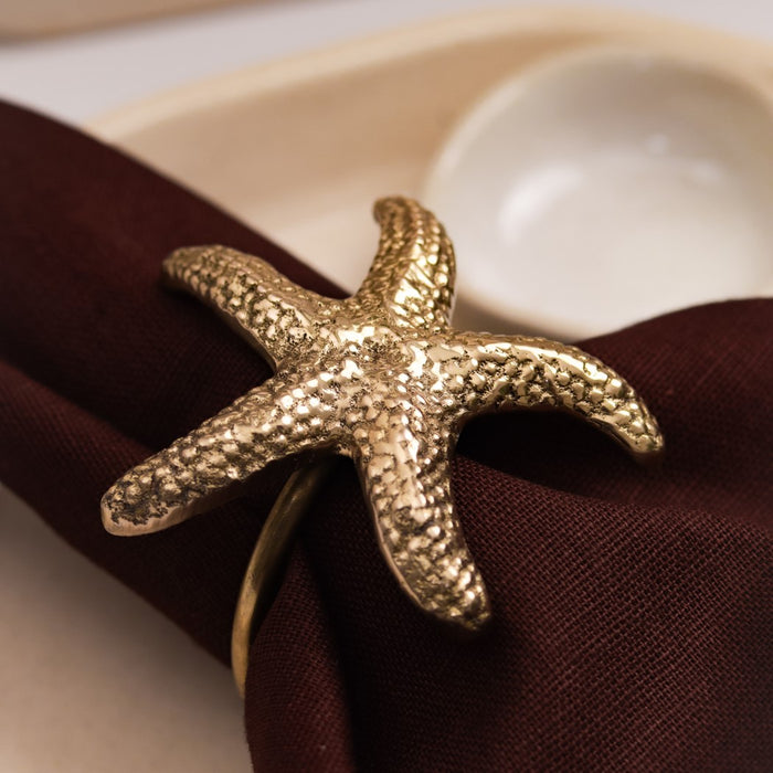 Premium Brass Napkin Rings, Starfish