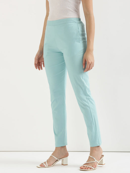 Powder Blue Stretchable Pants For Women-CK-09-TURQUISEPANT