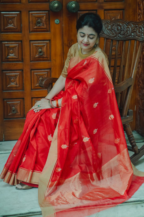 Chanderi Silk Saree - Red