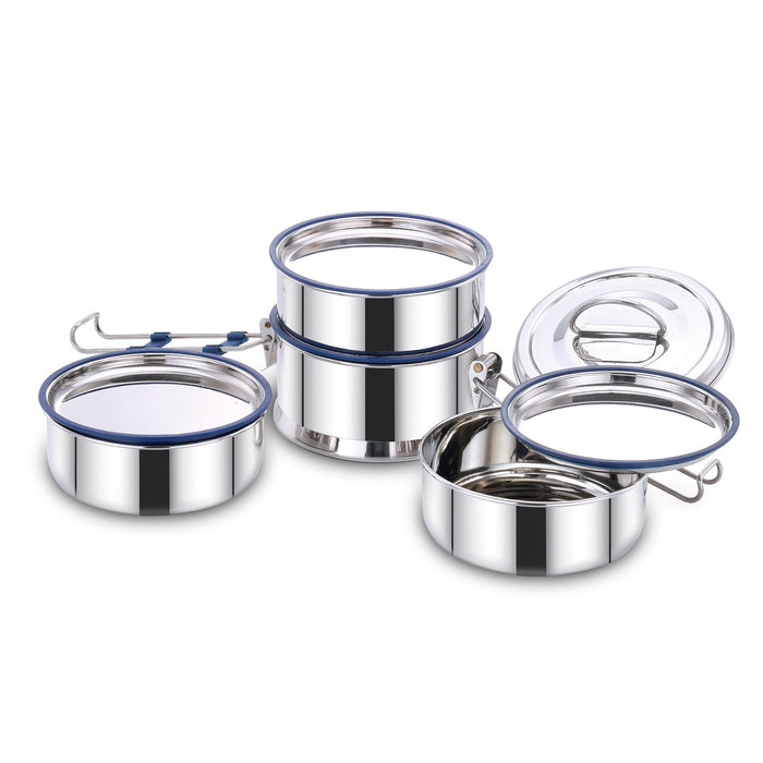 Ivy Lunch Box | Stainless Steel Boxes With Silicon Bonded Ss Lid | Durable Machine Wash Cover Bag | 2/3/4 Containers