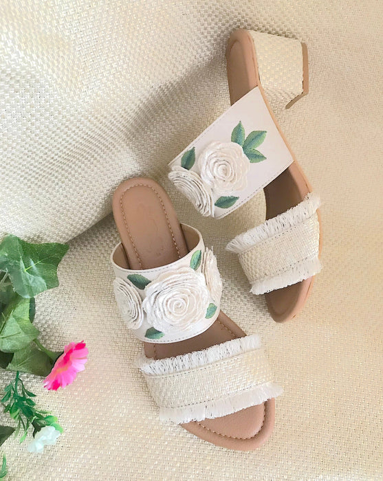 Rose Jute Block Heels