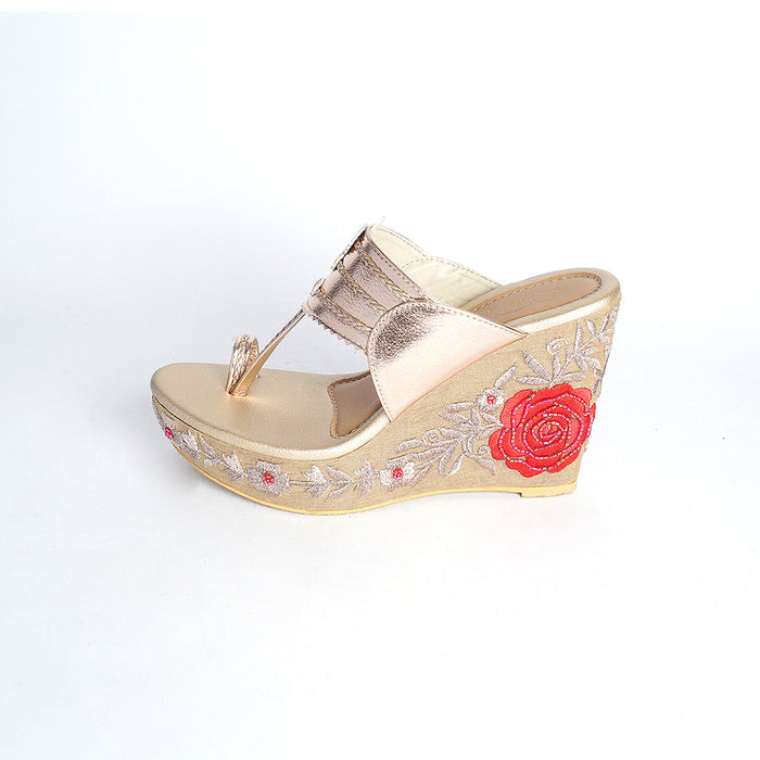 Velvet Flower Wedges