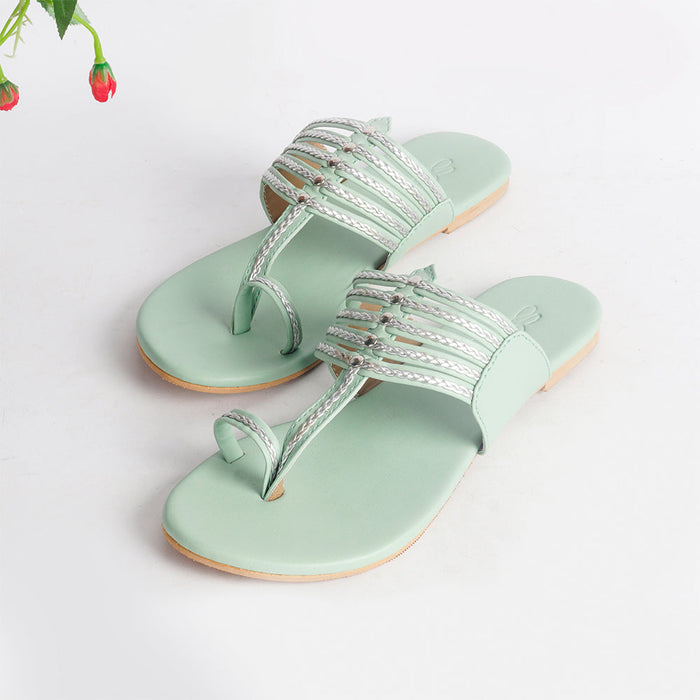 Sea Green Braided Flats