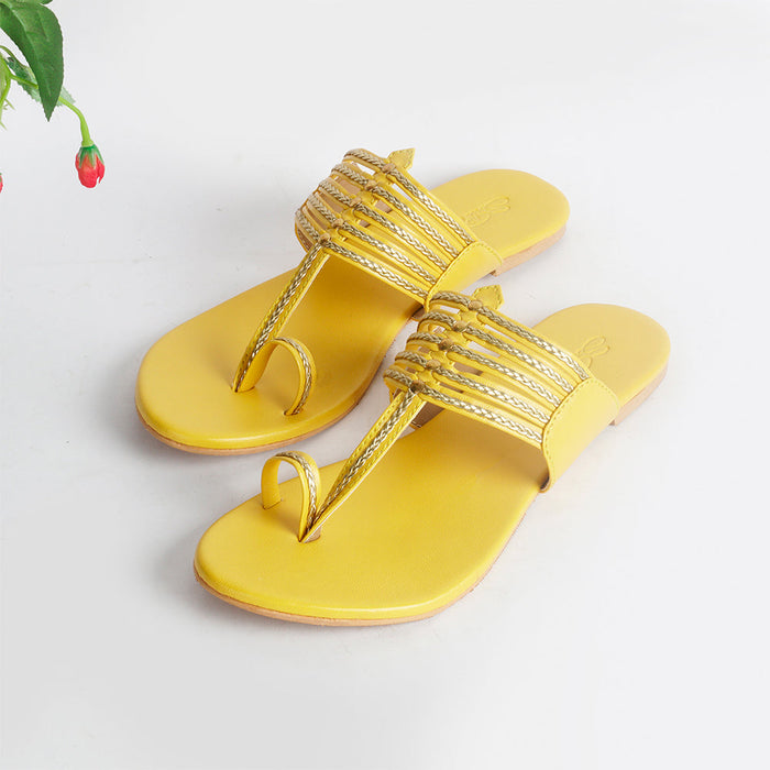 Yellow Braided Flats