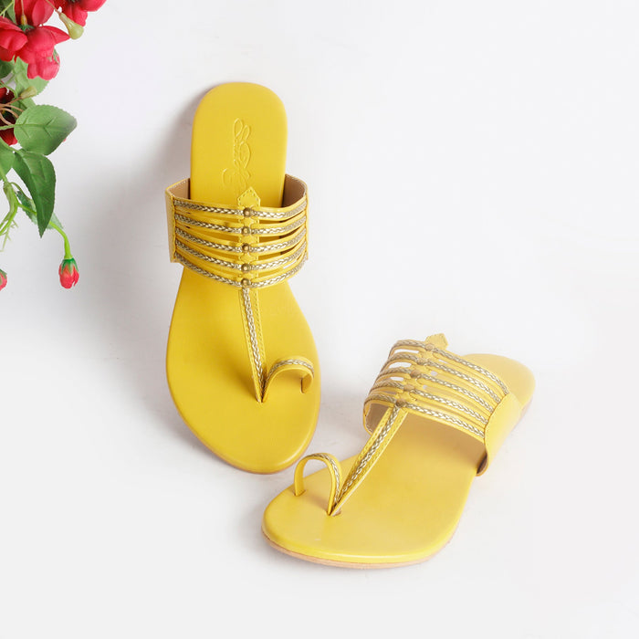 Yellow Braided Flats