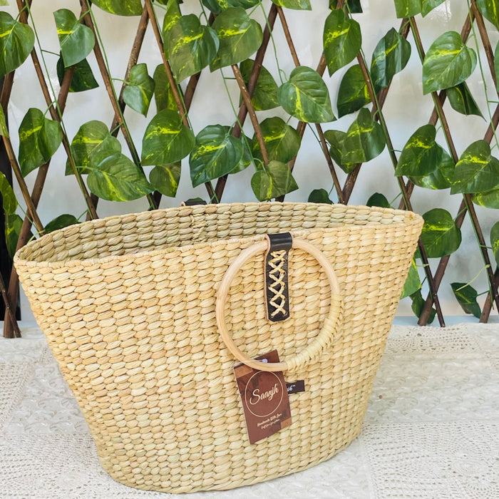 Golden Grass Brunch Bag With Leather