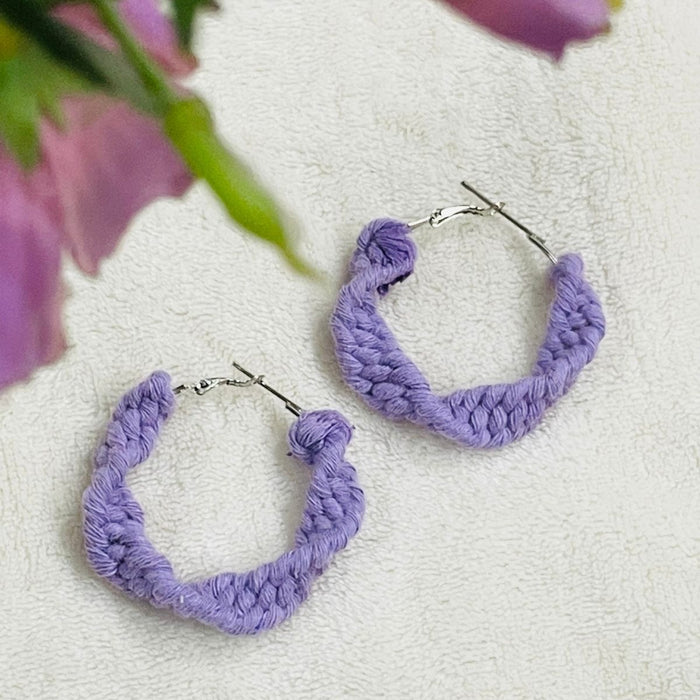 Boho Chic Macrame Earrings | Twisted Hoop