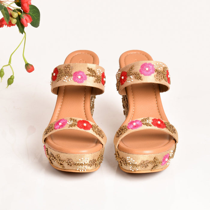 Nude Flower Bloom Wedges