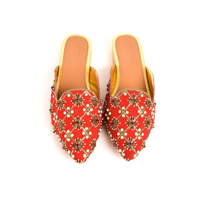 Red Nakshi Mules