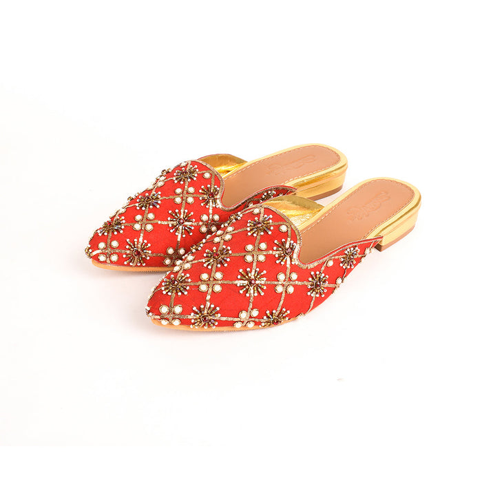 Red Nakshi Mules