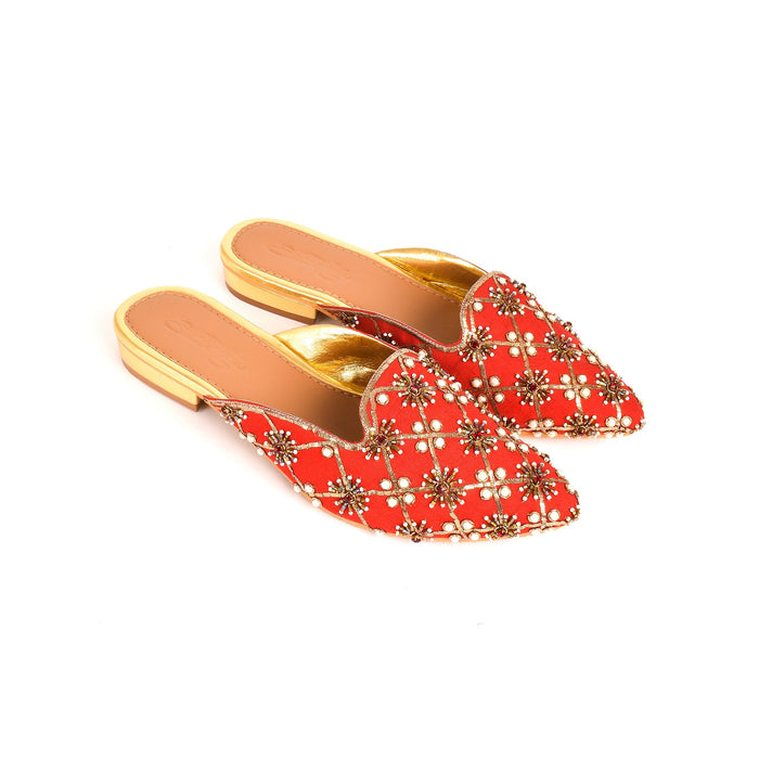 Red Nakshi Mules